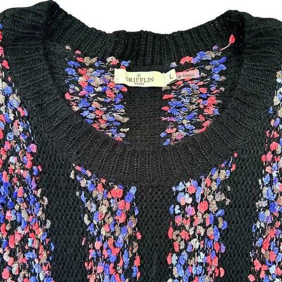 Grifflin Paris Chenille Chunky Knit Slouchy Dolman Bobble Details Sweater LARGE - Picture 2 of 6